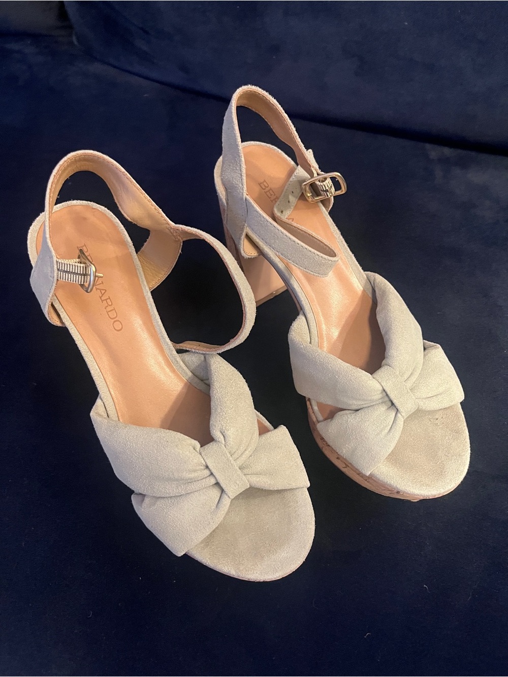 Sage green Bernardo platform heels